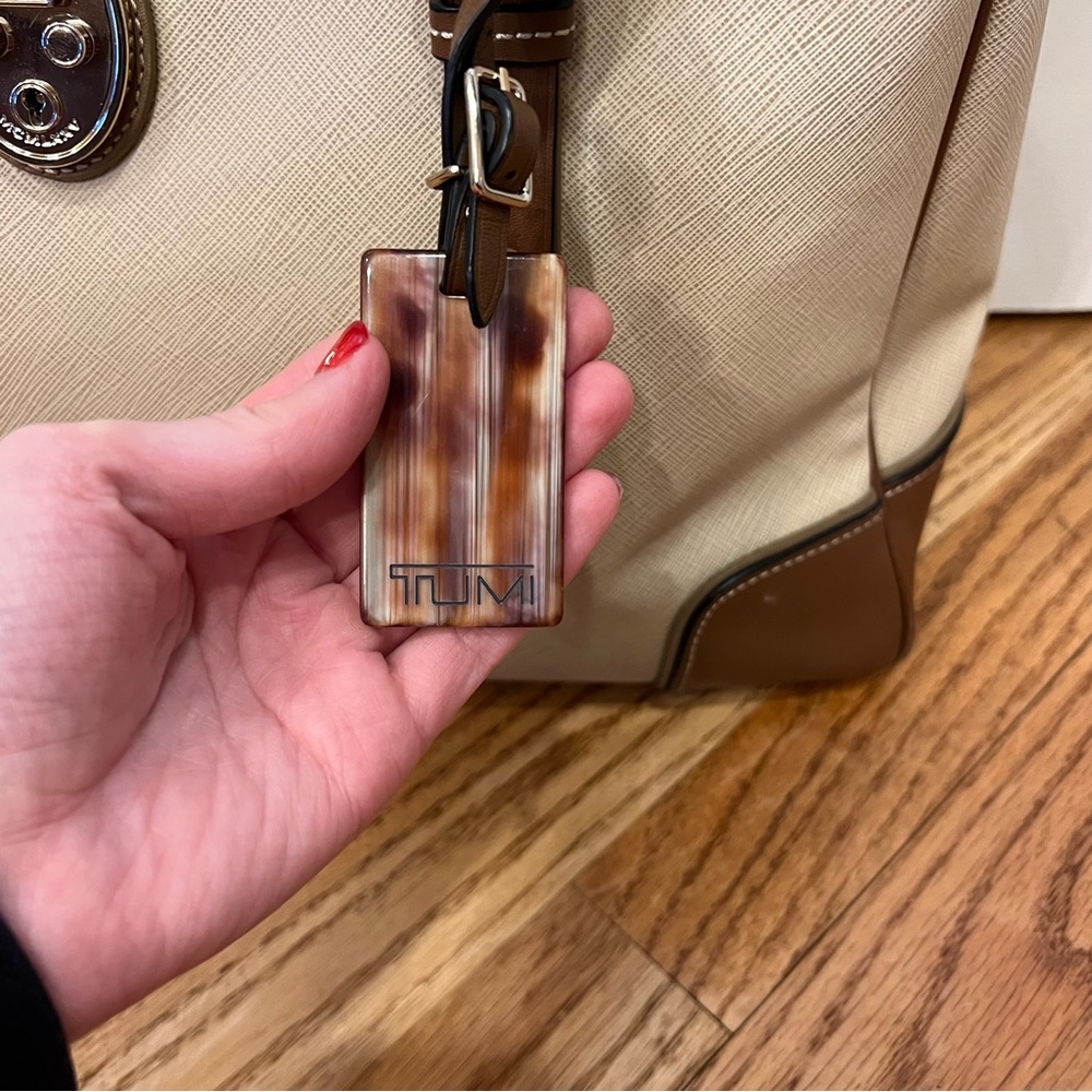 Tumi Voyageur Bailey Business Tote Shoulder Bag Leather Tan Brown Work Travel - Picture 4 of 15